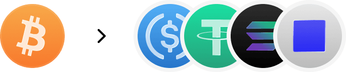 Bitcoin to USDC, USDT, SOL, and more